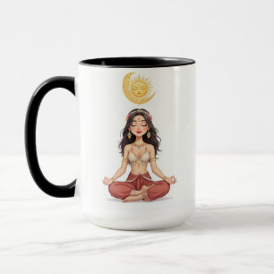 Tasse en céramique de femme méditant Boho Céleste