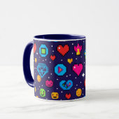 Tasse en céramique de jeu d'art pixelisé 8 bits ré (Devant gauche)