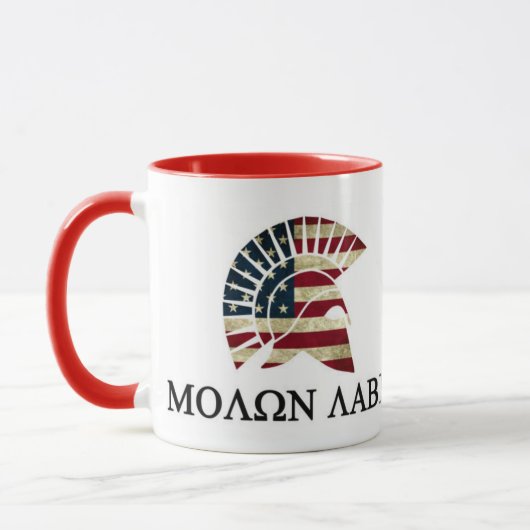 Tasse en céramique de Molon Labe 11oz, poignée (Gauche)