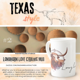 Tasse en céramique de porcelaine Longhorn Love #2