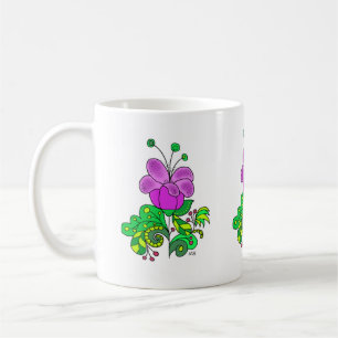 Tasse en céramique fleur violette fantaisiste