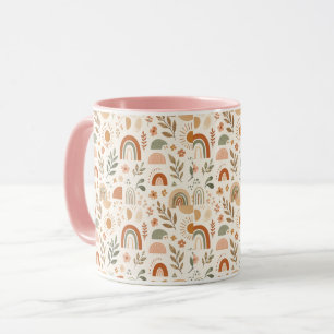 Tasse en céramique florale soleil arc-en-ciel Bohè