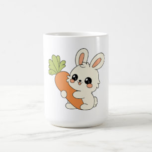 Tasse en céramique Lapin Kawaii tenant une carotte