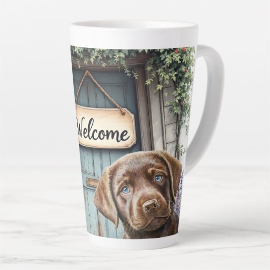 Tasse en céramique Latte Labrador (Angle droit)