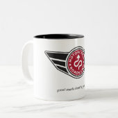 Tasse en céramique moyenne avec le logo rouge de (Devant gauche)