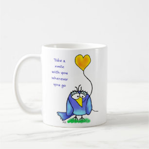 Tasse en céramique - Oiseau fantaisiste avec dicto