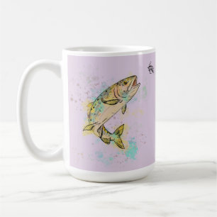 Tasse en céramique personnalisée Truite arc-en-cie