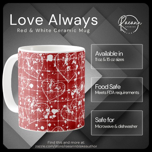 Tasse en céramique rouge et blanche "Amour toujour