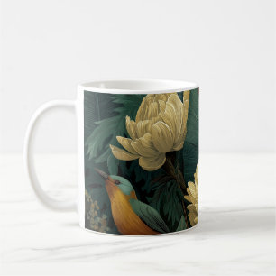 Tasse en denim Teal Gold Toucan Tropical Botanical