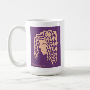 Tasse en dessin au trait de la femme paisible perp