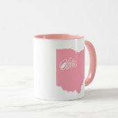 Tasse en forme de l'État de l'Ohio rose (Devant droit)