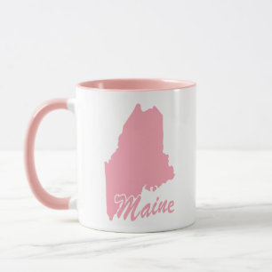Tasse en forme de l'État du Maine rose