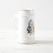 Tasse en grès Bière Frères et Sœurs Oiseau Bleu (Devant gauche)