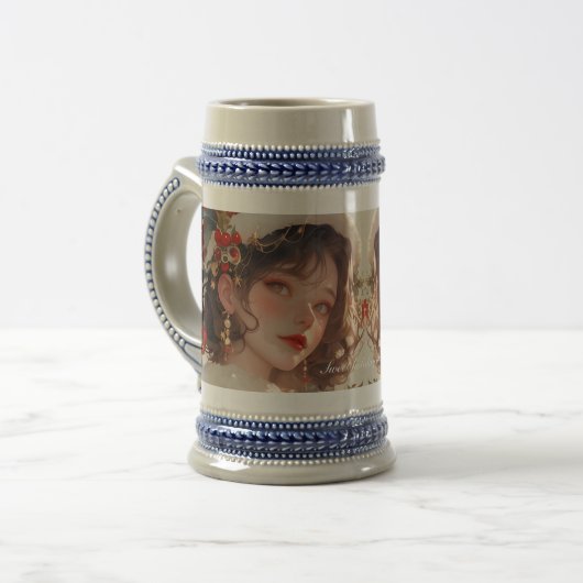Tasse en grès Noël Fantaisie : Romance des Fêtes (Devant gauche)