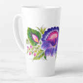Tasse en latte au design floral ukrainien (Angle gauche)