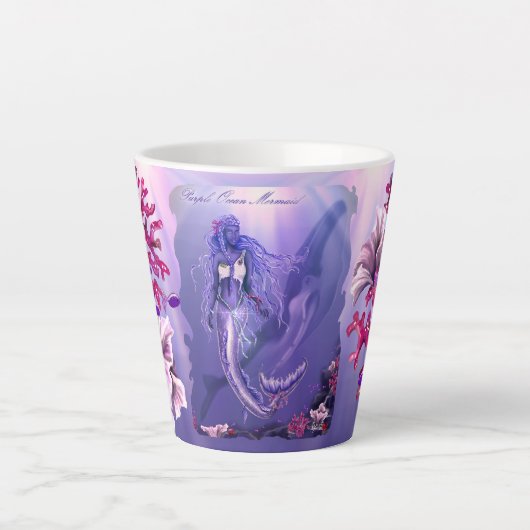 Tasse en latte de sirène violette (Devant)