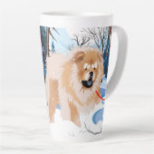 Tasse en latte sur le FLEUVE Red Chow avec texte (Angle droit)