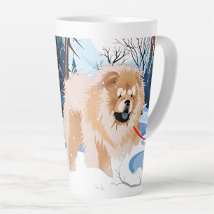 Tasse en latte sur le FLEUVE Red Chow avec texte