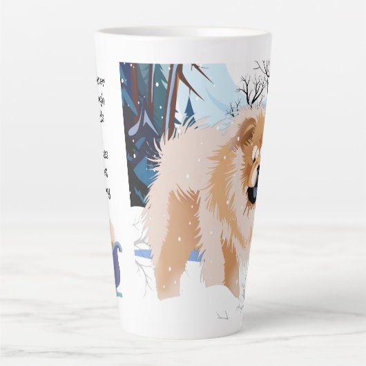 Tasse en latte sur le FLEUVE Red Chow avec texte (Devant)