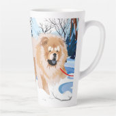 Tasse en latte sur le FLEUVE Red Chow avec texte (Droite)