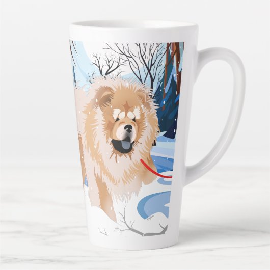 Tasse en latte sur le FLEUVE Red Chow avec texte (Droite)