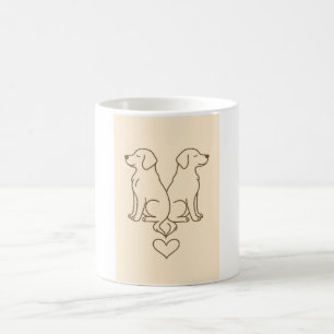 Tasse en ligne d'art minimaliste de chien