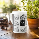 Tasse En Porcelaine 11 Photo Instagram Collage personnalisé Monogramme<br><div class="desc">Noir et blanc - Utilisez jusqu'à 11 photos carrés pour créer un cadeau unique et personnel. Ou vous pouvez garder le chiot hipster et faire un gardien branché. Si vous avez besoin d'ajuster les images,  cliquez sur l'outil personnaliser pour apporter des modifications.</div>