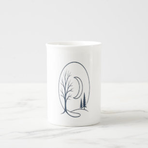 Tasse En Porcelaine 1. Tee à la ligne artistique du cercle de la forêt