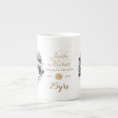 Tasse En Porcelaine 2 x Mariage photo Anniversaire TOUTE ANNÉE Nom Dat (Devant)