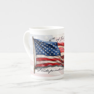 Tasse En Porcelaine 4 juillet - Célébrer avec le drapeau américain