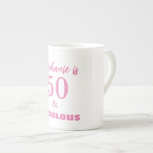 Tasse En Porcelaine 50th Birthday Name Monogram Gift Party Favor (Devant droit)