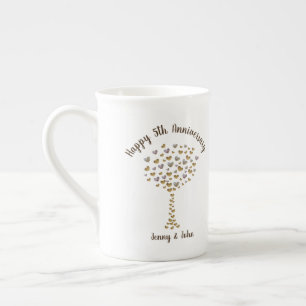 Tasse En Porcelaine 5e anniversaire mariage du bois mari et femme