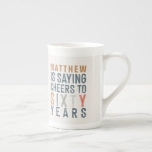 Tasse En Porcelaine 60e anniversaire déco de fête ou cadeau d'annive