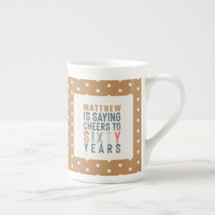 Tasse En Porcelaine 60e anniversaire décor de fête ou cadeau d'anniver