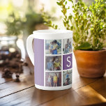 Tasse En Porcelaine 8 Collage photo avec un Monogramme personnalisé au<br><div class="desc">Vous pouvez utiliser des photos Instagram pour cette conception. Utilisez 8 photos carrés pour créer un cadeau unique et personnel. Ou vous pouvez garder le chiot hipster et faire un gardien branché. Si vous avez besoin d'ajuster les images,  cliquez sur l'outil personnaliser pour apporter des modifications.</div>
