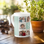 Tasse En Porcelaine 8 Photo Collage personnalisé Monogramme Menthe Ver<br><div class="desc">Vous pouvez utiliser des photos Instagram pour cette conception. Utilisez 8 photos carrés pour créer un cadeau unique et personnel. Ou vous pouvez garder le chiot hipster et faire un gardien branché. Si vous avez besoin d'ajuster les images,  cliquez sur l'outil personnaliser pour apporter des modifications.</div>