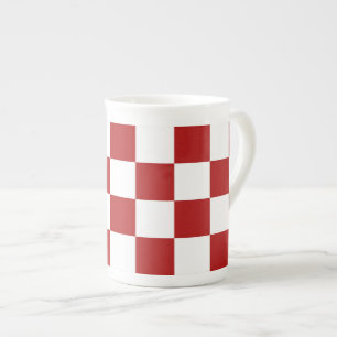 Tasse En Porcelaine à damiers rouge et blanc
