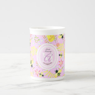 Tasse En Porcelaine Abeille de miel rose