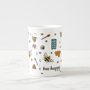 Tasse En Porcelaine Abeille joyeux jolies abeilles mot art