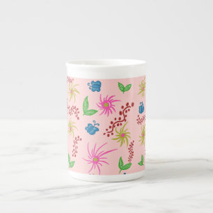 Tasse En Porcelaine Abstrait Floral Mandala Motif Design rouge