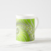 Tasse En Porcelaine Abstrait Moderne Lime Green Spiral Fractal (Devant droit)