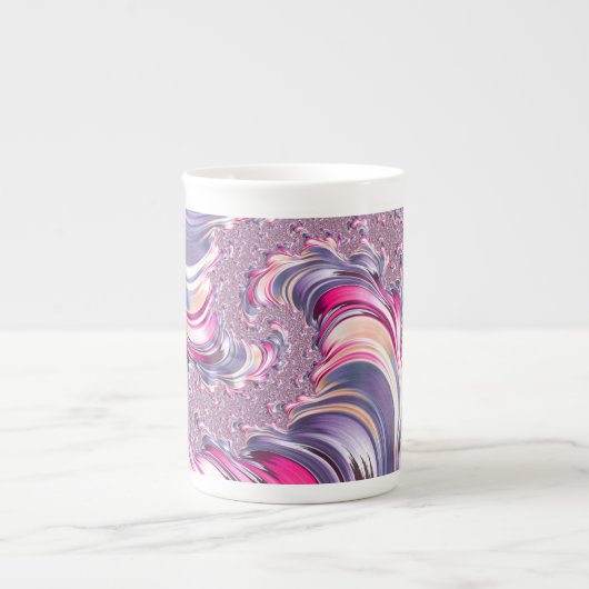 Tasse En Porcelaine Abstrait rose pourpre spirale fractale (Devant)