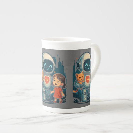 Tasse En Porcelaine AI & Robot Characters – Futuristic Design Collecti (Devant droit)