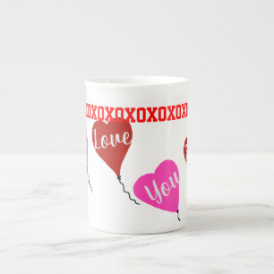 Tasse En Porcelaine Aimez-vous Coeurs rouges roses