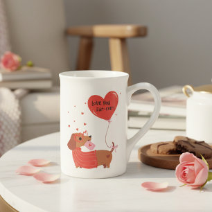 Tasse En Porcelaine Aimez-vous Fourrure-toujours mignon Chien Dachshun