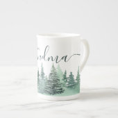Tasse En Porcelaine Aimez-vous Grand-mère Aquarelle Green Winter Fores (Devant droit)
