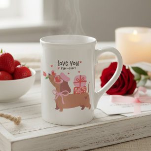 Tasse En Porcelaine Aimez-vous quatre-jamais mignon chien français Dac