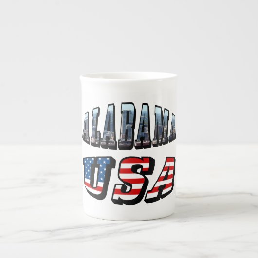 Tasse En Porcelaine Alabama Photo et USA Flag Font (Devant)
