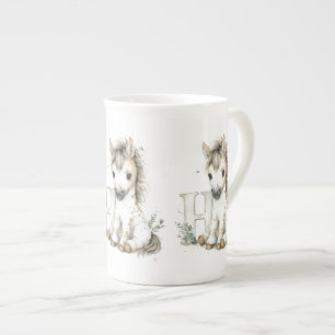 Tasse En Porcelaine Alphabet mignon d'animaux bébé en aquarelle Cheval
