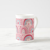 Tasse En Porcelaine Amour Coeur Valentines Jour Arc-en-ciel (Devant droit)